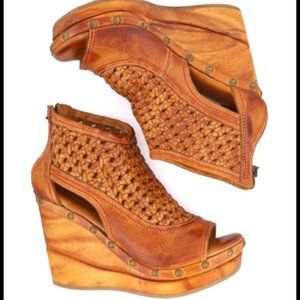 Bed Stu Odette Wedge Shoes, Pecan, Size 6.5